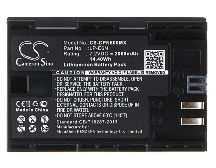 Battery for Canon EOS 5D Mark II III IV 6D 70D 7D R5 LP-E6N 2000mA Fully Decoded