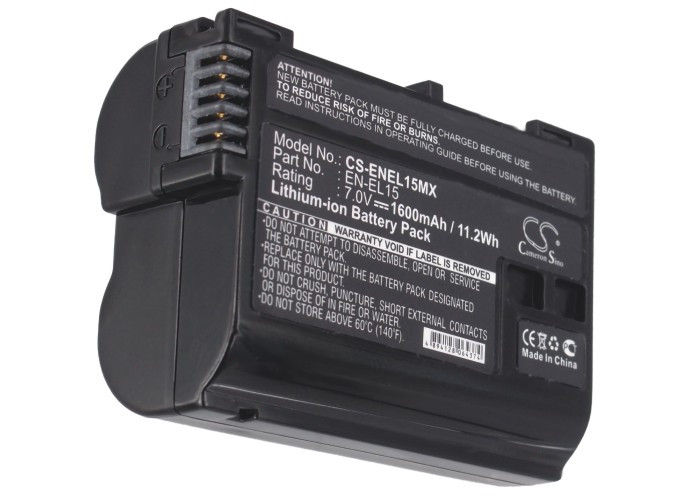 Battery for Nikon Coolpix D600 D610 D7100 D7200 D750 EN-EL15 EN-EL15A 1600mAh