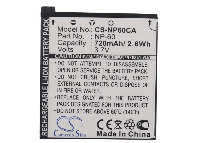 Battery for Casio Exilim EX-FS10 EX-S10 EX-Z90 EX-Z20 EX-Z80 EX-Z9 NP-60 NP60