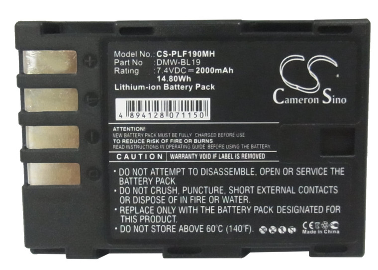 Battery for Panasonic Lumix DMC-GH3A DMW-BLF19 DMW-BLF19E DMW-BLF19PP 2000mAh