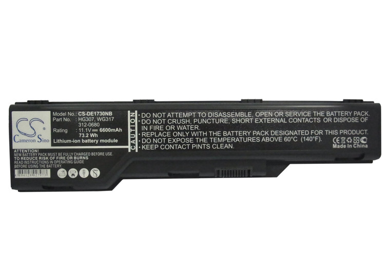 Battery for DELL XPS M1730 312-0680 HG307 WG317 Notebook CS-DE1730NB 6600mAh