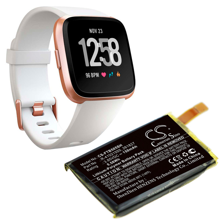 Battery for Fitbit FB504 FB505 Versa 261827 R-41021555 Smartwatch CS-FTB505SH