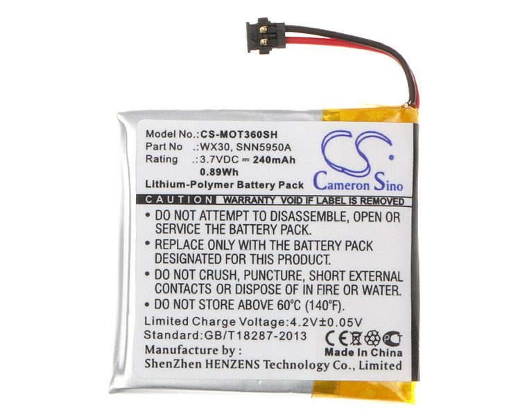 Battery for Motorola Moto 360 SNN5950A SNN5951A WX30 Smartwatch CS-MOT360SH