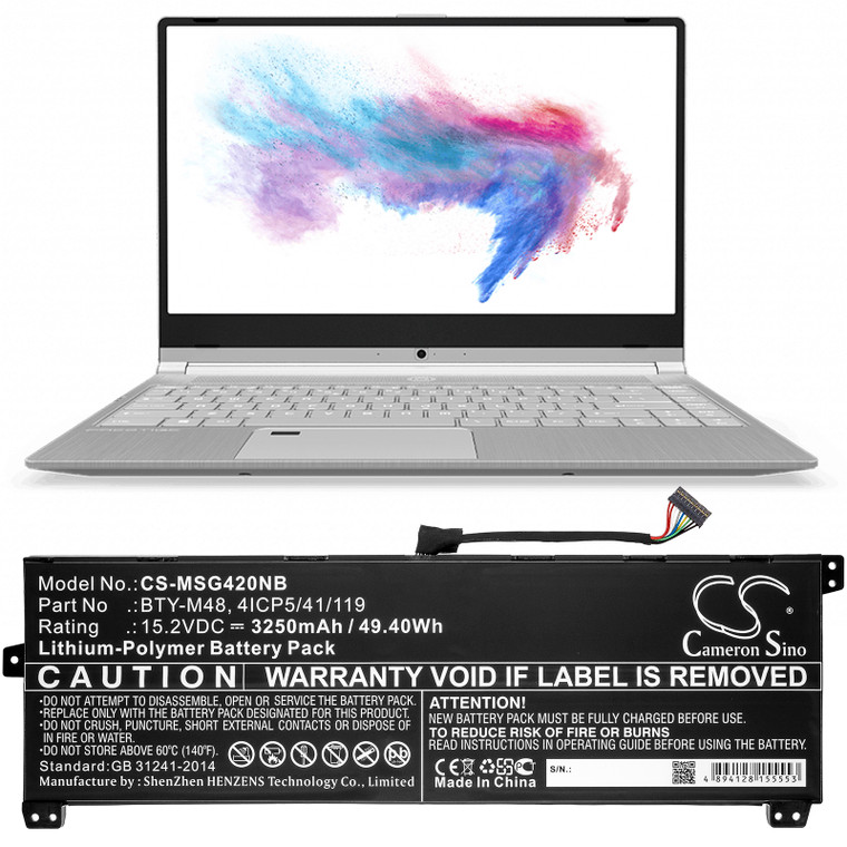 Battery for MSI PS42 Modern 8RC MS-14B1 MS-14B3 Mechrevo 8550U S1 S1-C1 BTY-M48