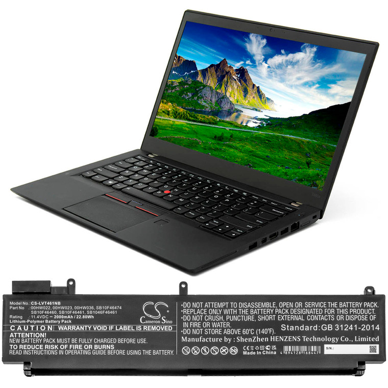 Battery for Lenovo ThinkPad T460s T470s 00HW022 00HW023 SB10F46460 SB10F46461