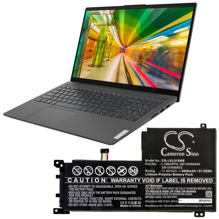 Battery for Lenovo IdeaPad 5-15IIL05 81YK0038MX 5B10W86944 L19M3PF6 SB10W86952