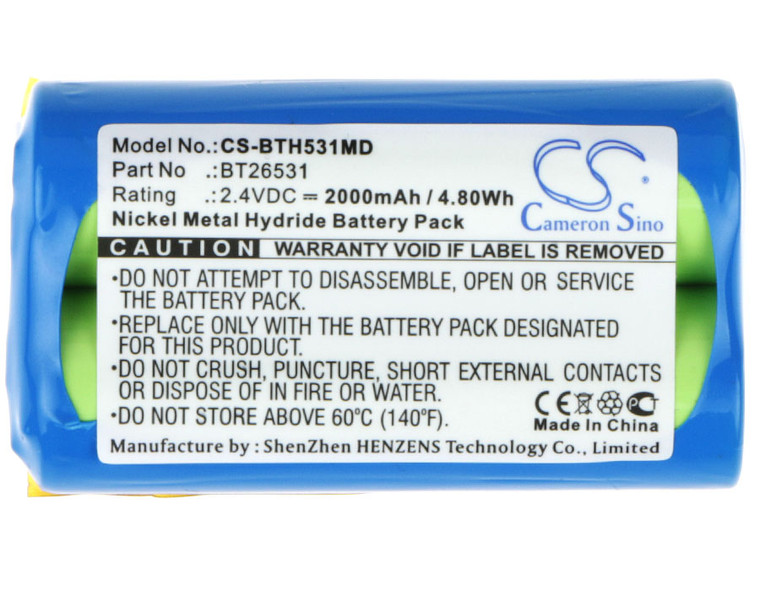 Battery for BrandTech accu-jet controllers BT26531 CS-BTH531MD 2.4Vv 2000mAh