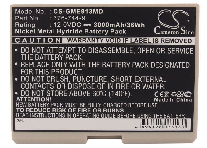 Battery for GE CardioServ Hellige SCP-913 SCP-915 SCP-922 30344030 376-744-9
