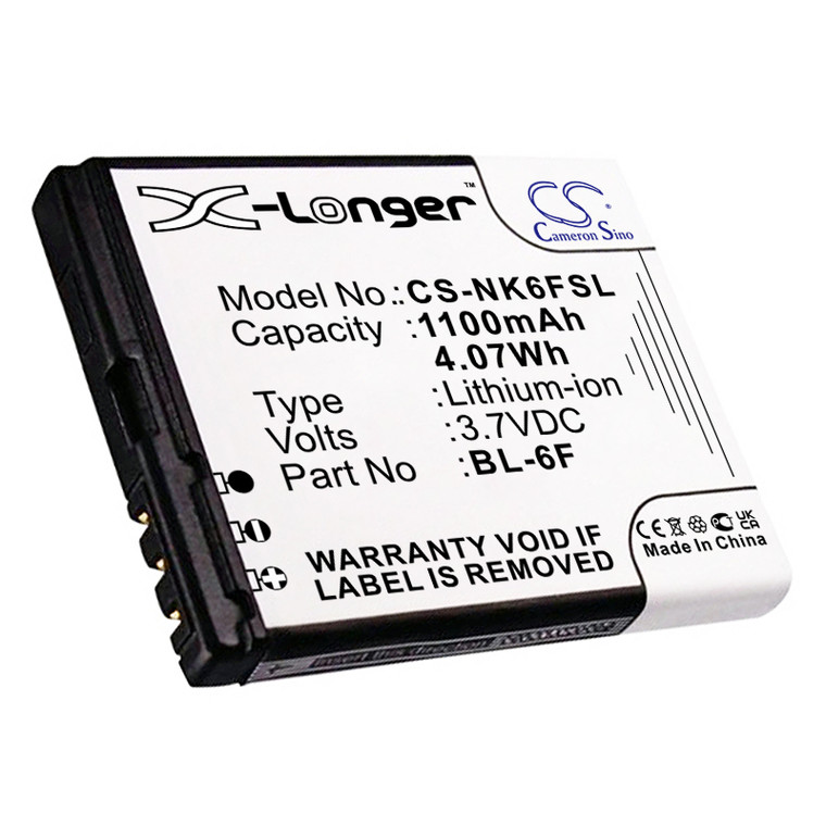 Battery for BLU Cubo Nokia N78 N79 N95 8GB VIBO A688 N6F10T BL-6F CS-NK6FSL