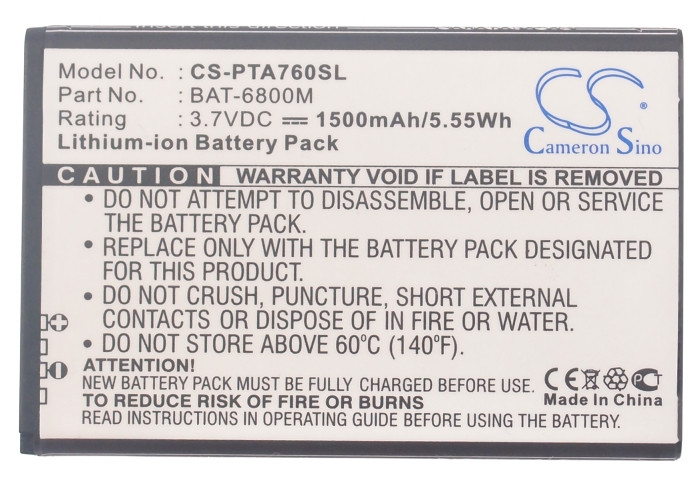 Battery for Sky IM-A760 IM-A760s IM-A770k IM-A780L Pantech BAT-6800M CS-PTA760SL
