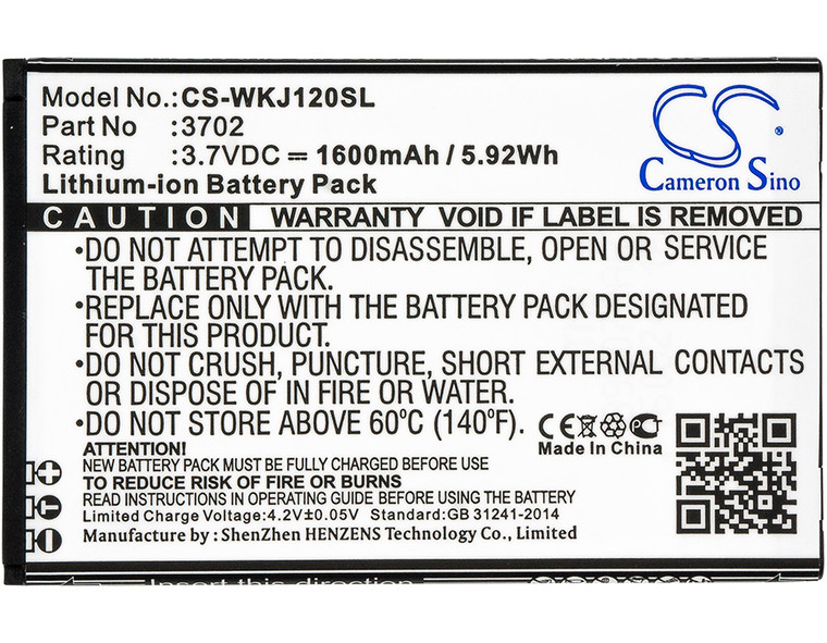 Battery for Wiko Jerry Lenny 1 2 3 Sunny Plus 3702 Mobile SmartPhone CS-WKJ120SL
