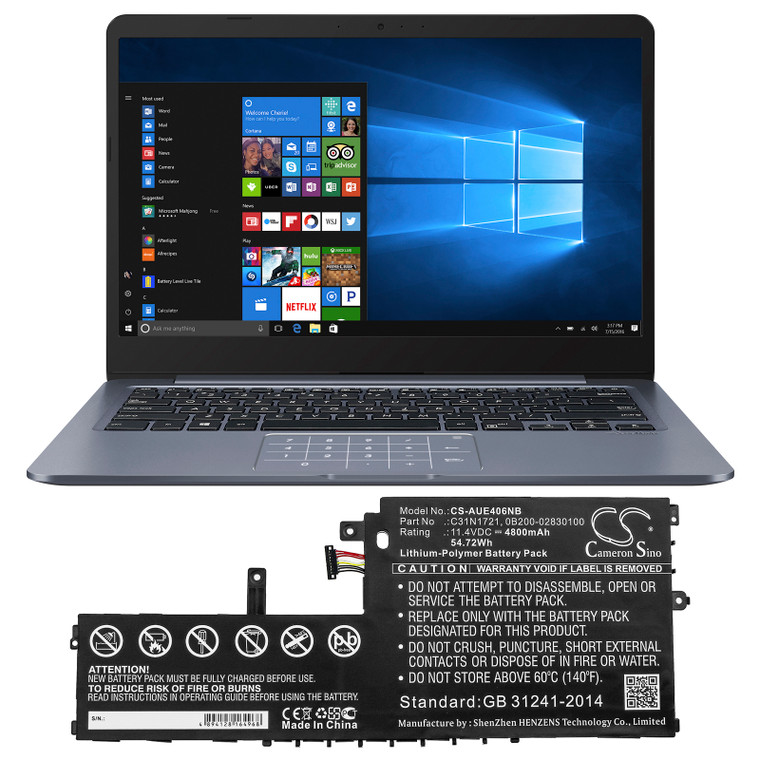 Battery for Asus E406MA VivoBook E406SA L406SA L406MA 0B200-02830100 C31N1721