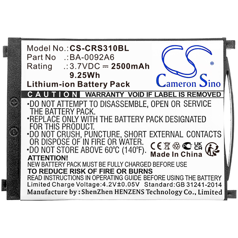 Battery for CipherLAB RS31 BA-0092A6 Barcode Scanner CS-CRS310BL 3.7v Li-ion
