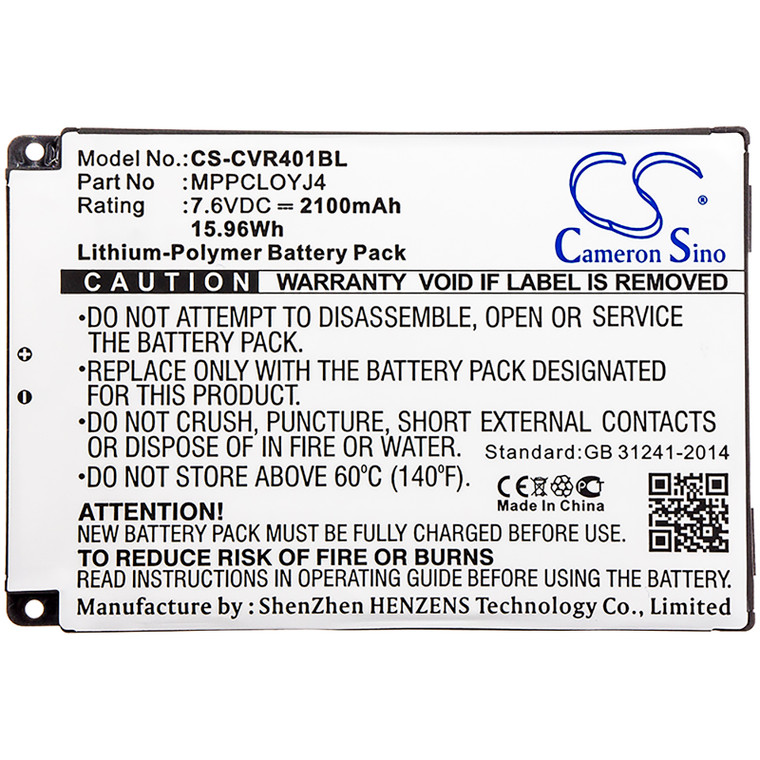 Battery for Clover C401U FLEX AHA22121001 CA355772HV MPPCLOYJ4 CS-CVR401BL 7.6v