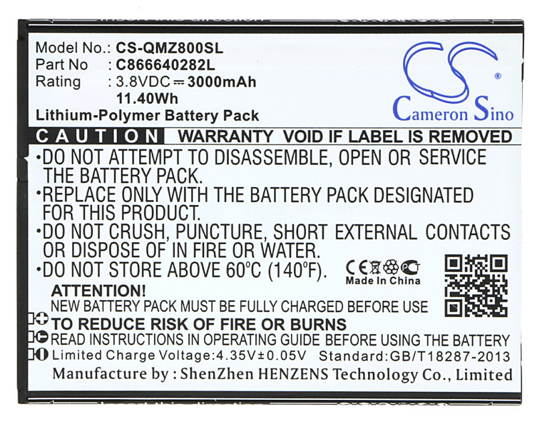 Battery for BLU X030 X030Q L050 LIFE XL Qmobile Z8 Plus C866639282L C866640282L