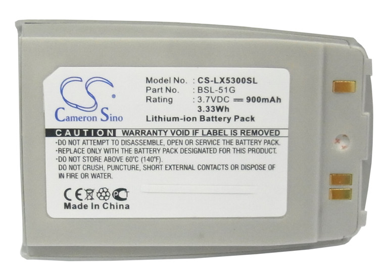 Battery for LG 5300 5350 G5300 BSL-51G Mobile SmartPhone CS-LX5300SL 3.7v 900mAh
