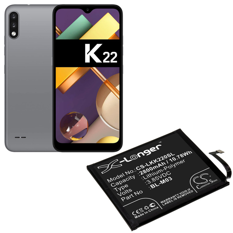 Battery for LG K200BMW K22 2020 K22+ LMK200BAW LMK200BMW BL-M03 EAC64791001