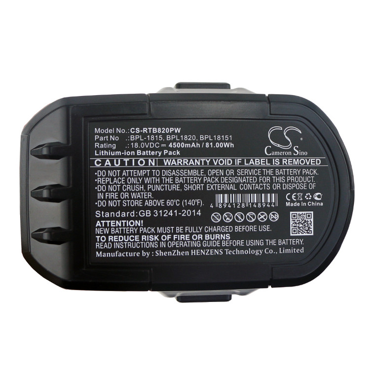 Battery for Ryobi P105 P107 ABP1801 ABP1803 BPL1815 BPL18151 BPL1820 18V 4500mAh