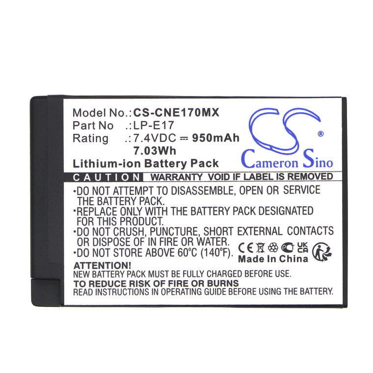 Battery for Canon LP-E17 EOS R50 Kiss X8i M3 M5 M6 750D 760D Rebel T6i T6s 800D