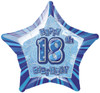 GLITZ BLUE 18th HB STAR 50cm (20") FOIL BALLOON Code 55125