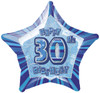 GLITZ BLUE 30th HB STAR 50cm (20") FOIL BALLOON Code 55129