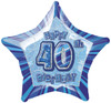 GLITZ BLUE40th HB STAR 50cm (20") FOIL BALLOON Code 55131