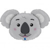 G72009 37 INCH KOALA HEAD FOIL BALLOON. INC HELIUM & RIBBON