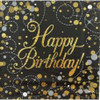 SPARKLING FIZZ BLACK GOLD HAPPY BIRTHDAY NAPKINS PACK 16