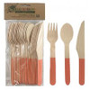 ECO WOODEN CUTLERY SETS ROSE GOLD  (6 EACH FORK KNIFE SPOON )