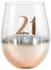 21st Rose Gold Stemless Wine Glass