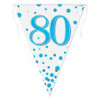 Sparkling Fizz Blue 80th Birthday Bunting 3.9m