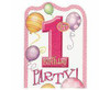 1st Birthday Balloon Invitations Pink P8