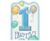 1st Birthday Balloon Invitations Blue P8