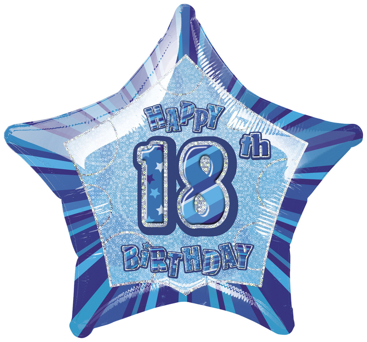 GLITZ BLUE 18th HB STAR 50cm (20") FOIL BALLOON Code 55125