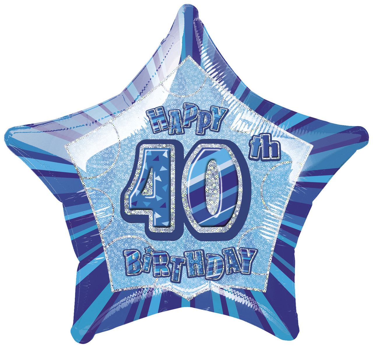 GLITZ BLUE40th HB STAR 50cm (20") FOIL BALLOON Code 55131