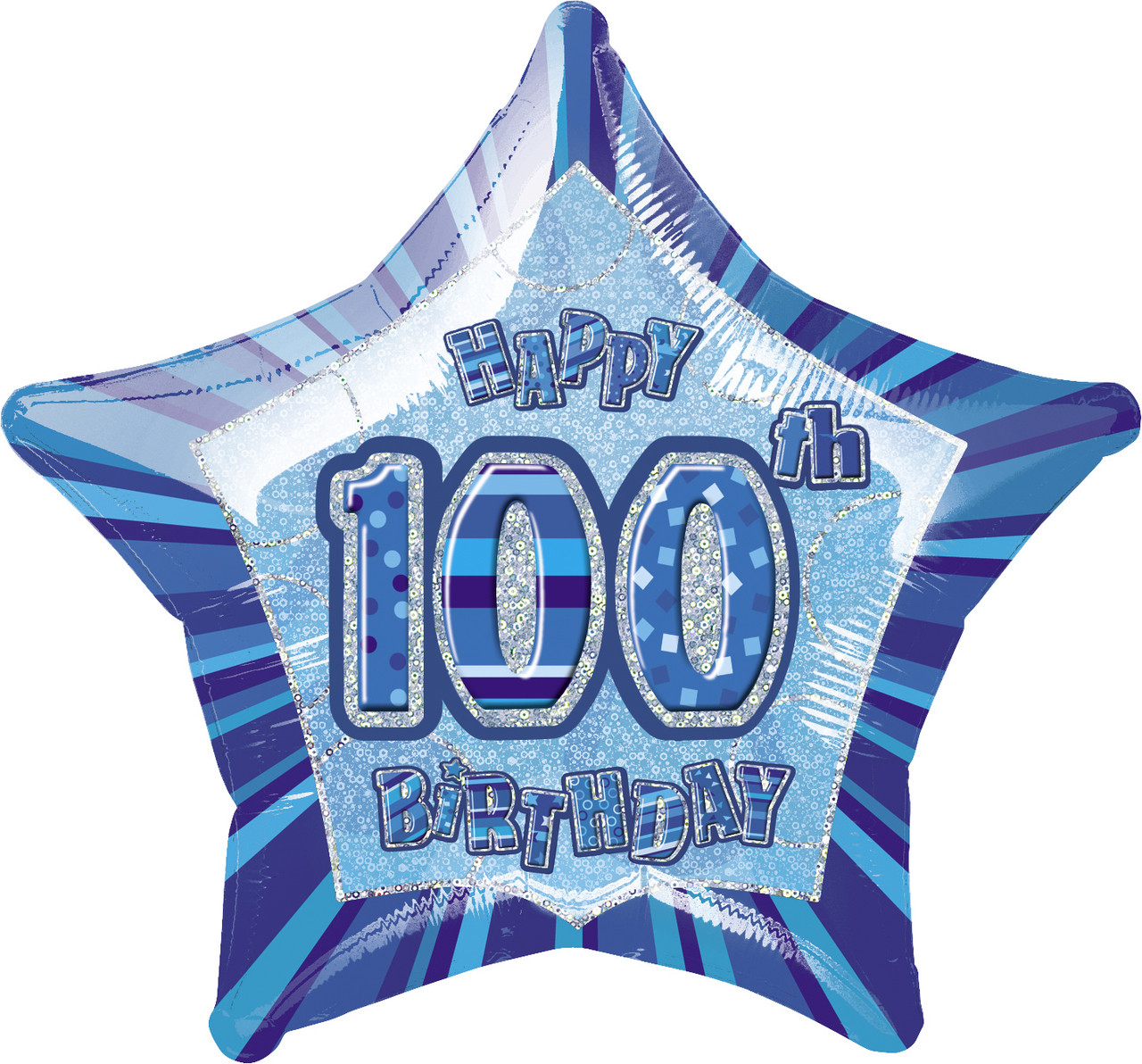 GLITZ BLUE 90th HB STAR 50cm (20") FOIL BALLOON Code 55391