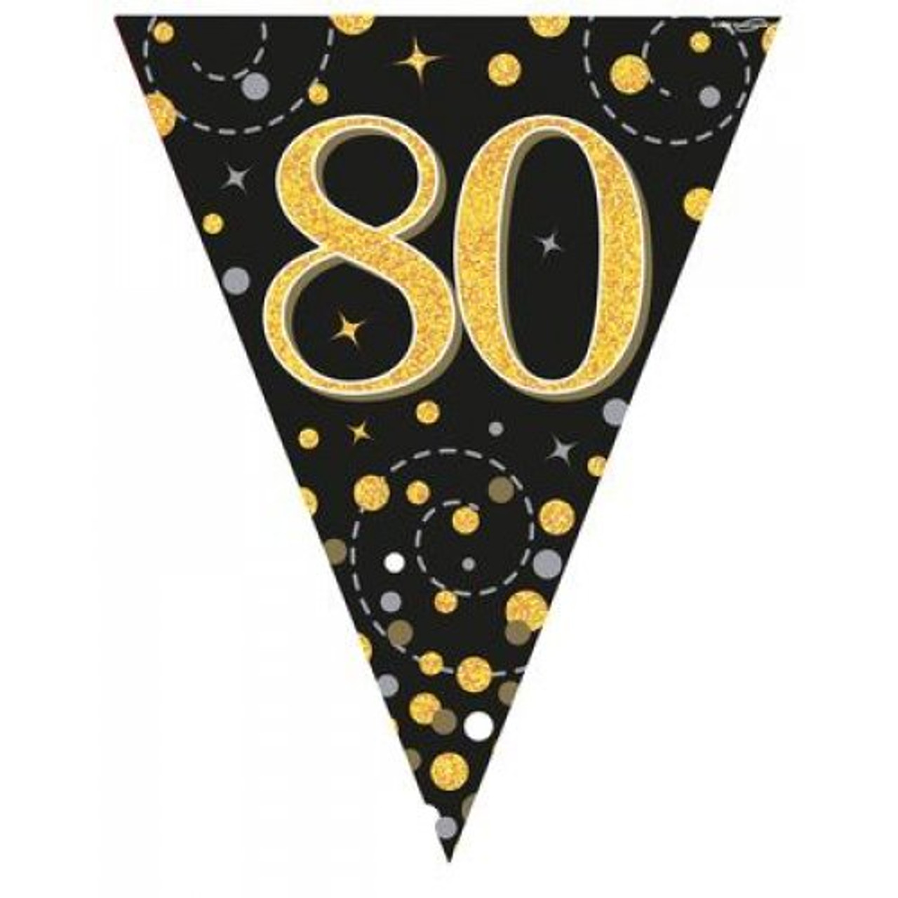 SPARKLING FIZZ  BLACK 80TH BIRTHDAY FLAG BANNER