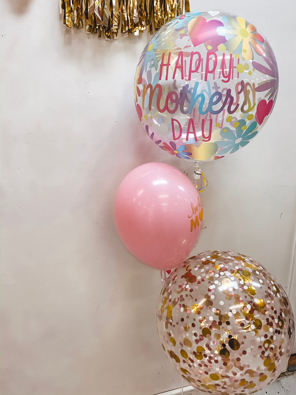 Mothers day choice - bubble with 40cm confetti balloon and 2 latex including weight, hi floated