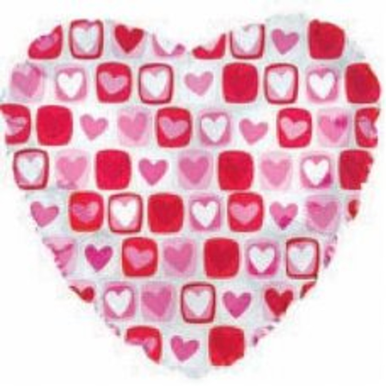 211103 HEART BLOCK PATTERN FOIL BALLOON 45cm  includes Helium & Ribbons