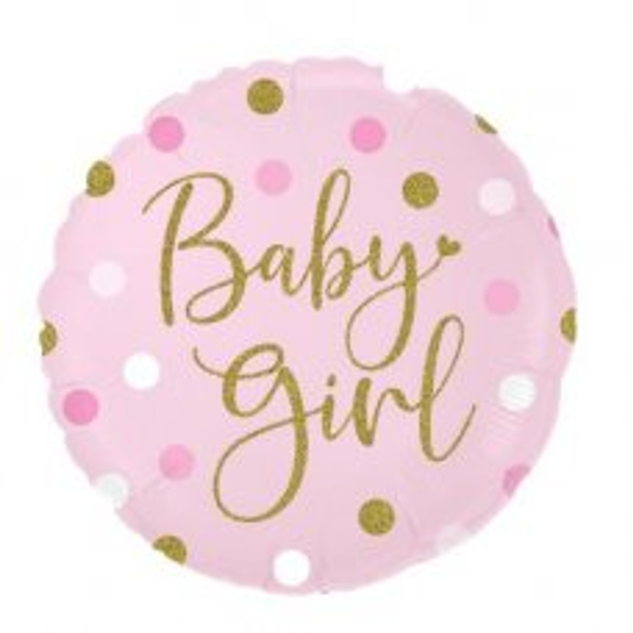 OT228106 SPARKLING BABY GIRL DOTS HOLO 45CM FOIL BALLOON