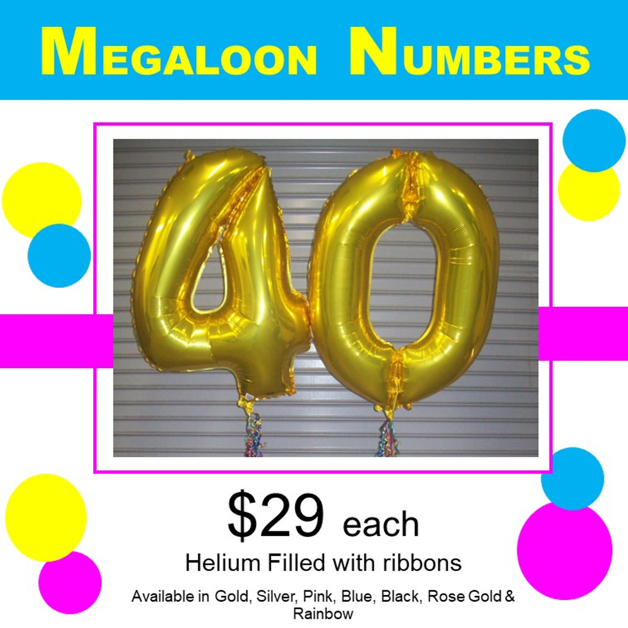 Megaloon Numbers PACK $20 each Helium Filled
