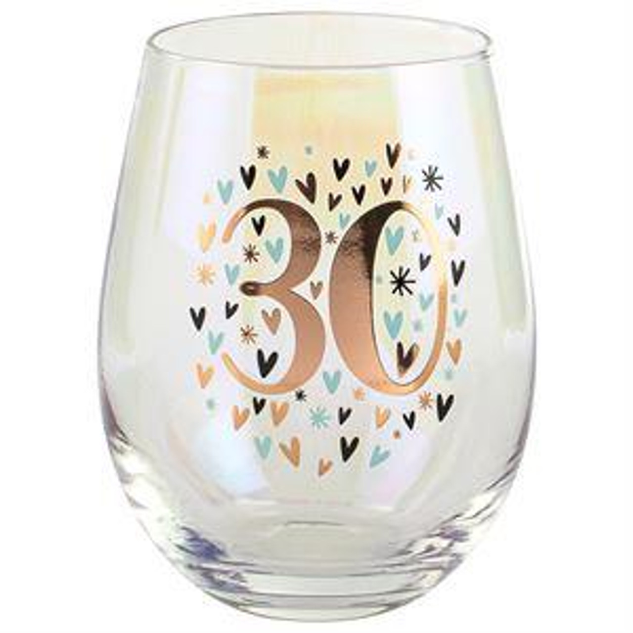30th Rainbow Stemless Wine Glass