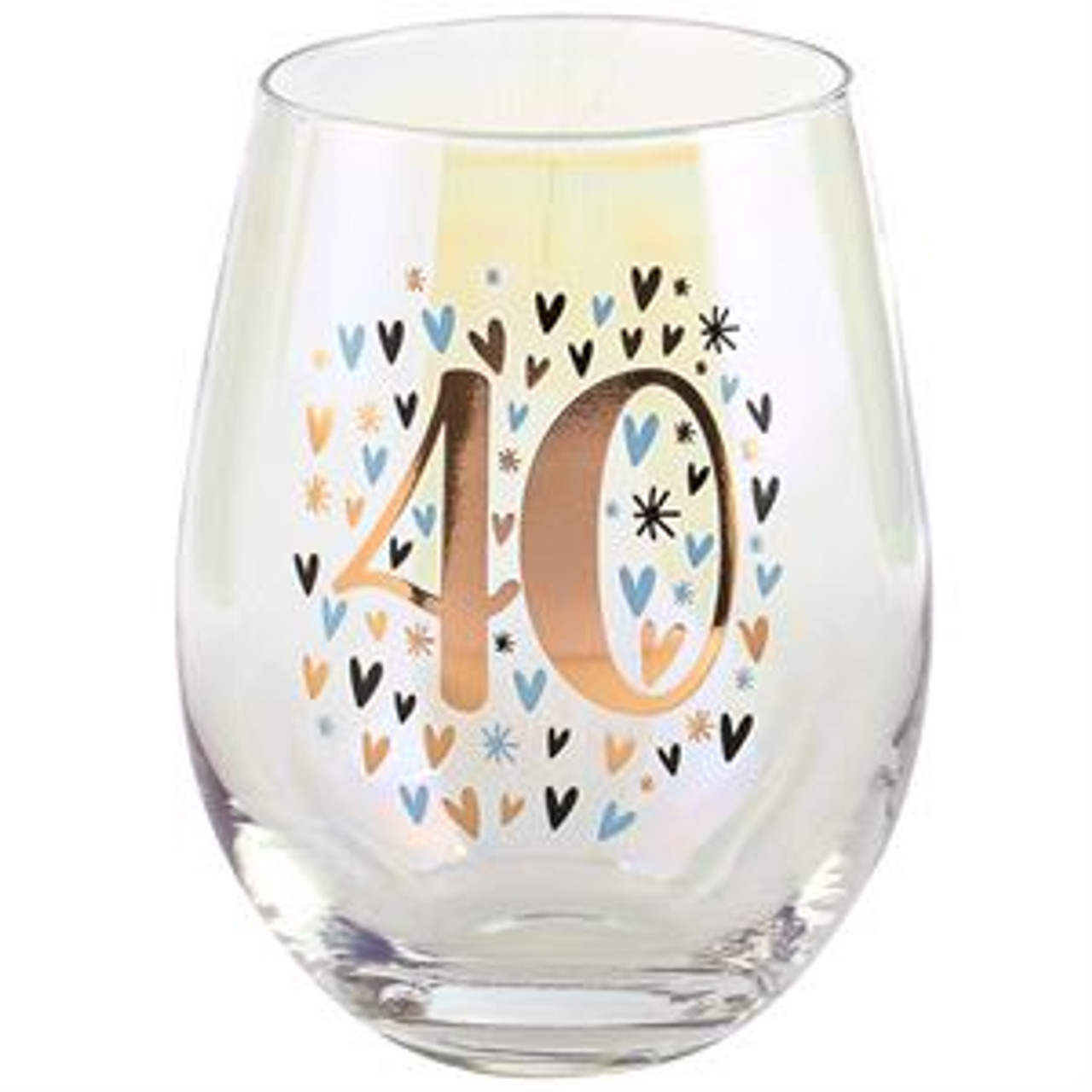 40th Stemless Wine Glass - Various Designs