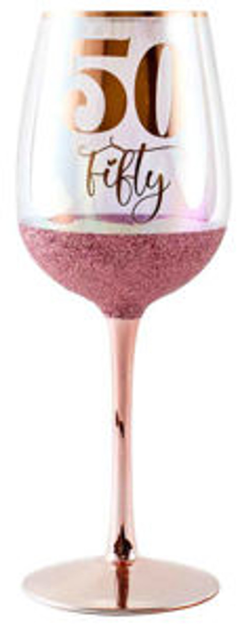 50th Glitter Wine Glass