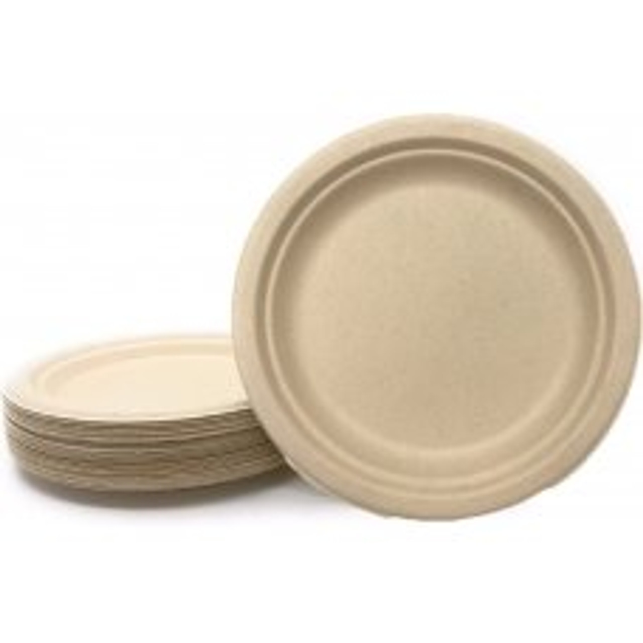 ECO SUGARCANE DINNER PLATES 230MM NATURAL P50