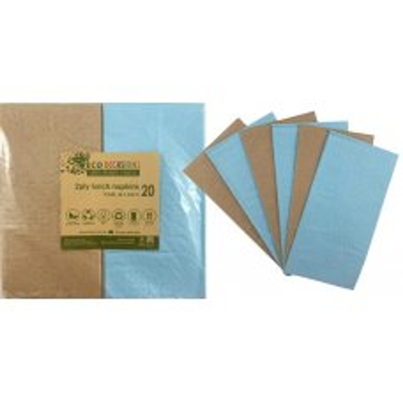 Napkins Lunch 1/8 fold Light Blue & Kraft P20