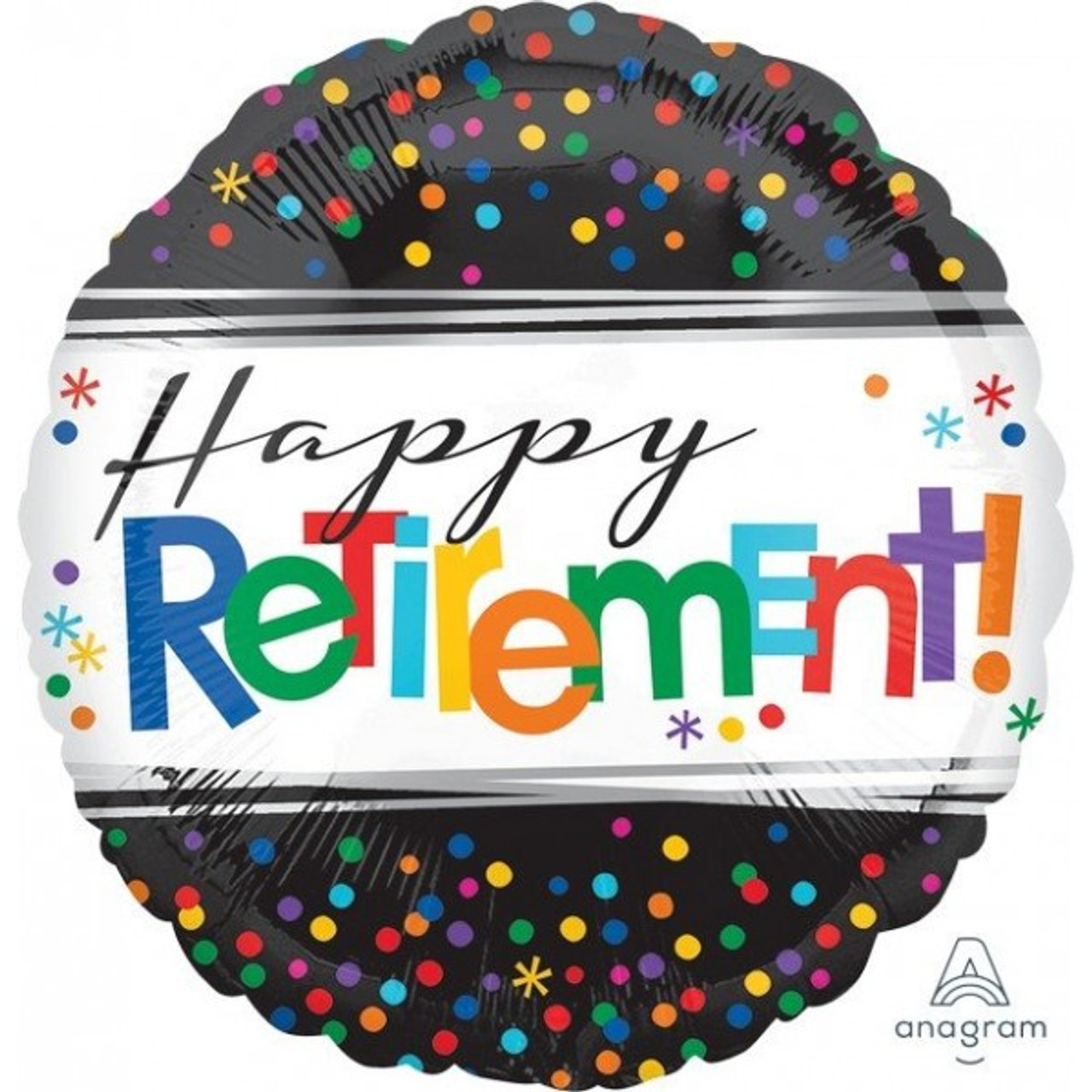 Happy Retirement Black/White 45cm Foil Balloon