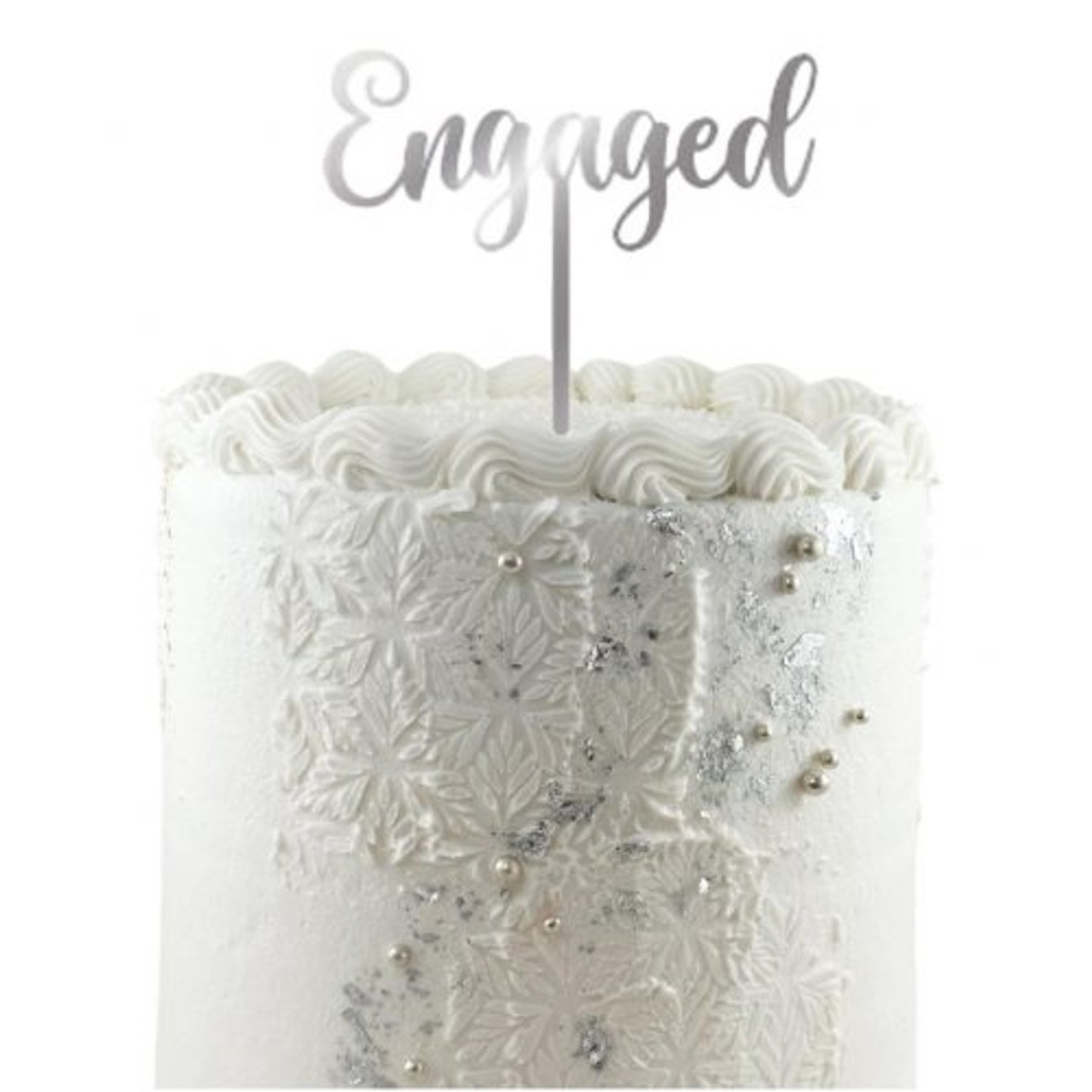 Engaged Silver Cake Topper ACRYLIC