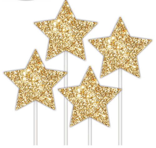 E4095 FOUR GOLD GLITTER TOPPER STARS