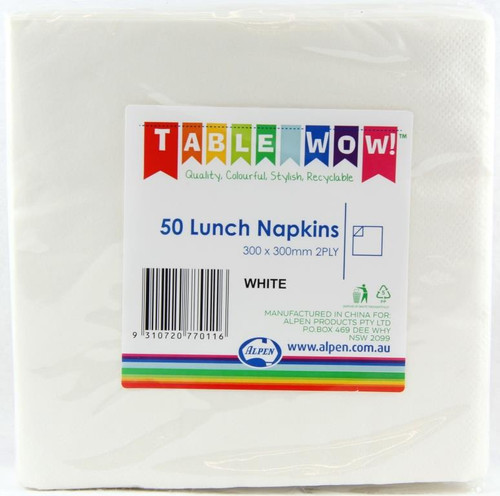 380101 WHITE LUNCH 30 X 30CM PACK 50